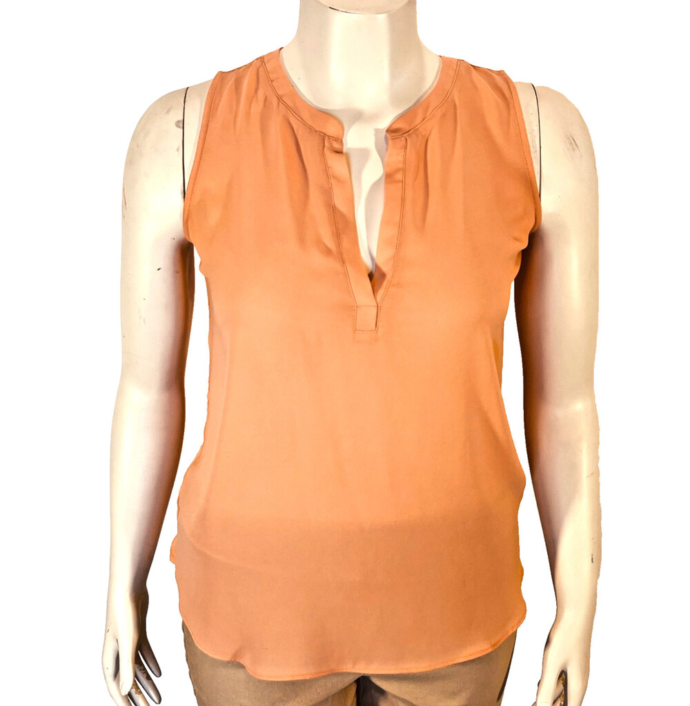 LOFT Tank Top Blouse Womens Size S Pastel Orange V-Neck Stretch Jersey Back